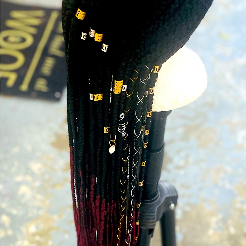 New handmade 40-45 inch lemonade braid wig Ombre 1b/burgundy